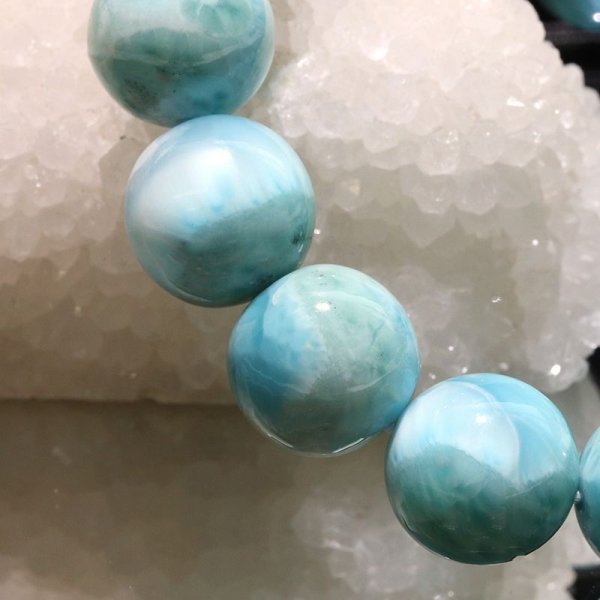 画像4: ブレス　ラリマー＜ドミニカ産＞　丸　約14mm　不安をやわらげる　浄化　パワーストーン　天然石　品番：18148 (4)