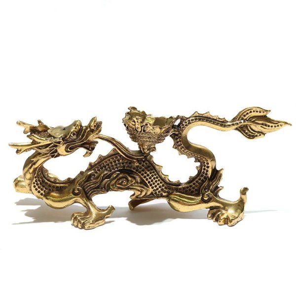 画像2: ディスプレイ　銅製　龍　丸玉台座　丸玉　風水　運気　金運　財運　インテリア　品番：18155 (2)