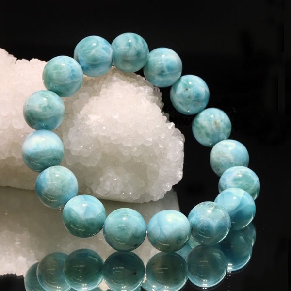 画像5: ブレス　ラリマー＜ドミニカ産＞　丸　約14mm　不安をやわらげる　浄化　パワーストーン　天然石　品番：18148 (5)