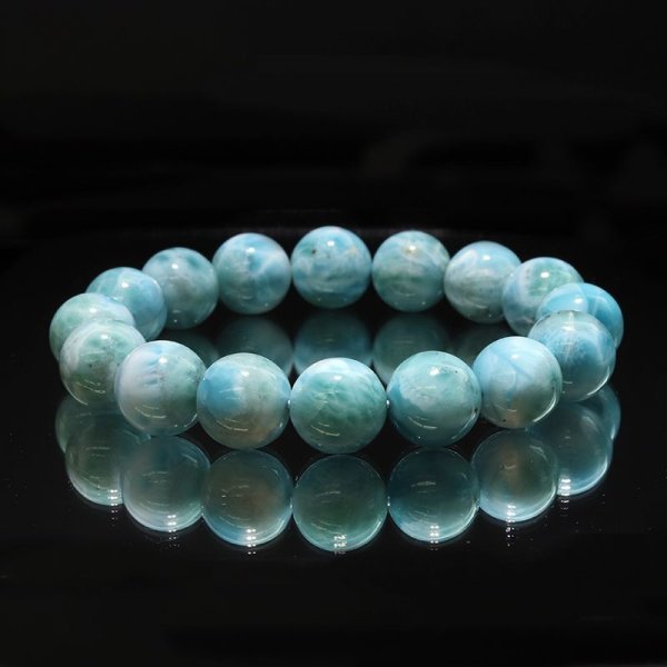 画像3: ブレス　ラリマー＜ドミニカ産＞　丸　約14mm　不安をやわらげる　浄化　パワーストーン　天然石　品番：18148 (3)