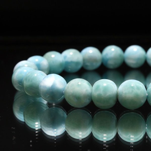 画像2: ブレス　ラリマー＜ドミニカ産＞　丸　約8.5mm　不安をやわらげる　浄化　パワーストーン　天然石　品番：18154 (2)