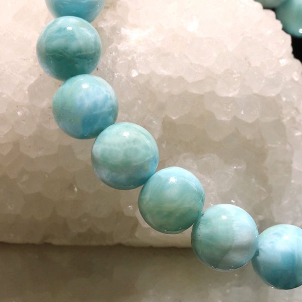 画像4: ブレス　ラリマー＜ドミニカ産＞　丸　約8.5mm　不安をやわらげる　浄化　パワーストーン　天然石　品番：18154 (4)