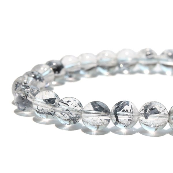 画像2: ブレス　スティブナイトインクォーツ＜中国産＞　丸　約6.5mm　浄化　レアメタル　輝安鉱　向上心　魔除け　パワーストーン　天然石　品番：18146 (2)