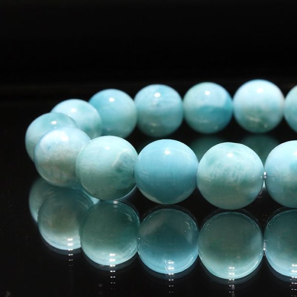 画像2: ブレス　ラリマー＜ドミニカ産＞　丸　約11.5mm　不安をやわらげる　浄化　パワーストーン　天然石　品番：18150 (2)