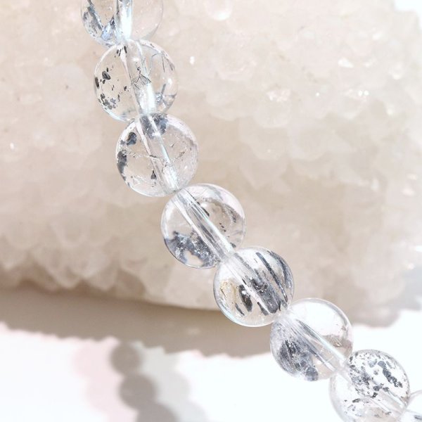 画像4: ブレス　スティブナイトインクォーツ＜中国産＞　丸　約6.5mm　浄化　レアメタル　輝安鉱　向上心　魔除け　パワーストーン　天然石　品番：18146 (4)