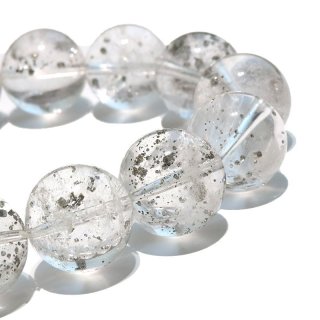 ブレス パイライトインクォーツ＜ブラジル産＞ 丸 約9.5mm 記憶力 強い