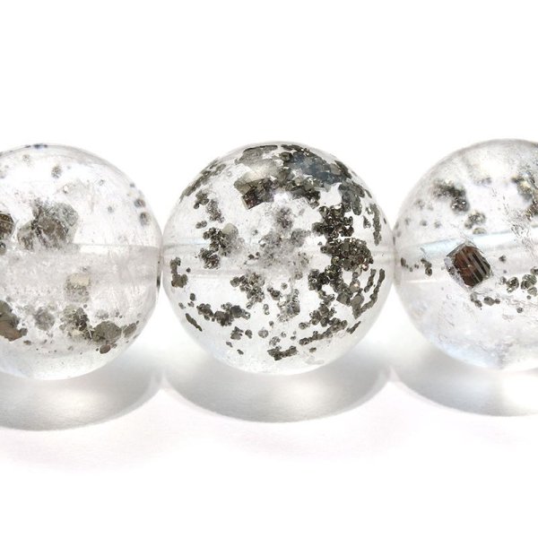 画像2: ブレス　パイライトインクォーツ＜ブラジル産＞　丸　約9.5mm　記憶力　強い保護力　危機回避　パワーストーン　天然石　品番：18174 (2)