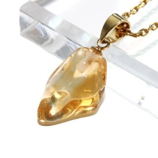 ペンダントトップ シトリン 原石 ブラジル産 ケース付き ステンレス