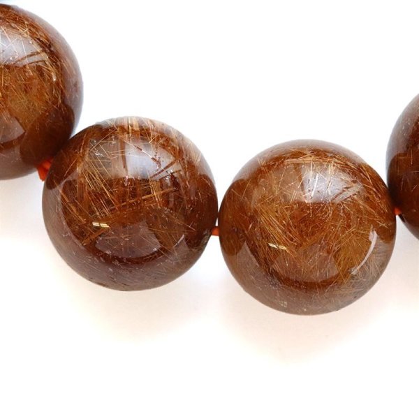 画像2: ブレス レッドルチルクォーツ<ブラジル産> 丸 約16〜18mm 金運 財運 ギャンブル運 パワーストーン 天然石 品番:18207 (2)