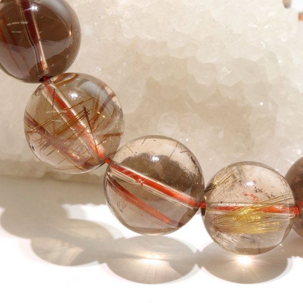 画像5: ブレス　MIXルチルクォーツ＜ブラジル産＞　丸　約13mm　ミックス　金運　財運　ギャンブル運　パワーストーン　天然石　品番：18213 (5)