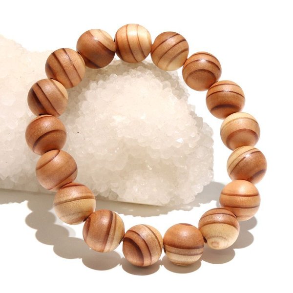 画像5: 【パワーズウッド】ブレス　北山杉＜京都府＞　バイカラー　丸　約12mm　永遠の若さ　勇敢　向上心　日本製　品番：18225 (5)