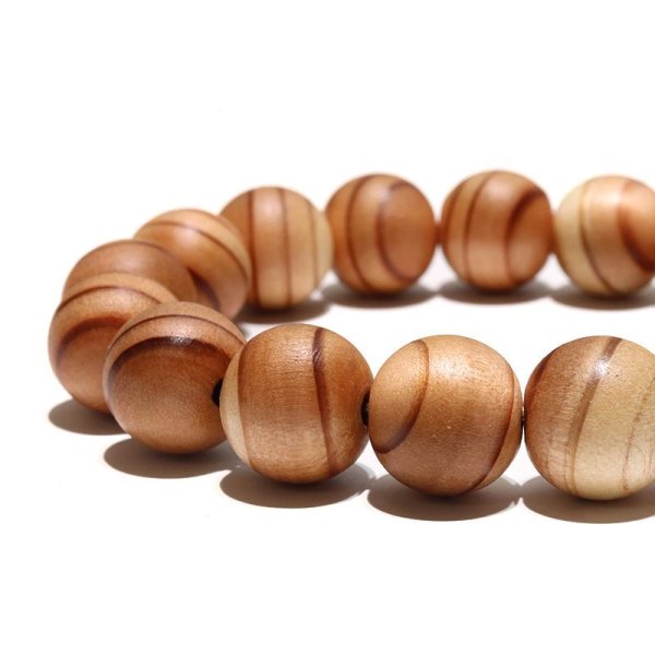 画像2: 【パワーズウッド】ブレス　北山杉＜京都府＞　バイカラー　丸　約12mm　永遠の若さ　勇敢　向上心　日本製　品番：18225 (2)