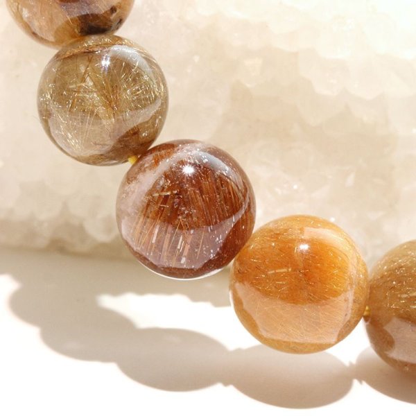 画像4: ブレス　MIXルチルクォーツ＜ブラジル産＞　丸　約11mm　ミックス　金運　財運　ギャンブル運　パワーストーン　天然石　品番：18214 (4)