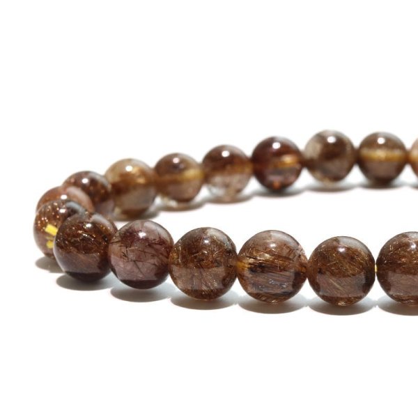 画像2: ブレス　MIXルチルクォーツ＜ブラジル産＞　丸　約7mm　ミックス　金運　財運　ギャンブル運　パワーストーン　天然石　品番：18216 (2)