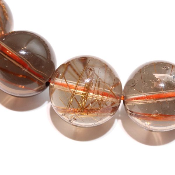 画像2: ブレス　MIXルチルクォーツ＜ブラジル産＞　丸　約13mm　ミックス　金運　財運　ギャンブル運　パワーストーン　天然石　品番：18213 (2)