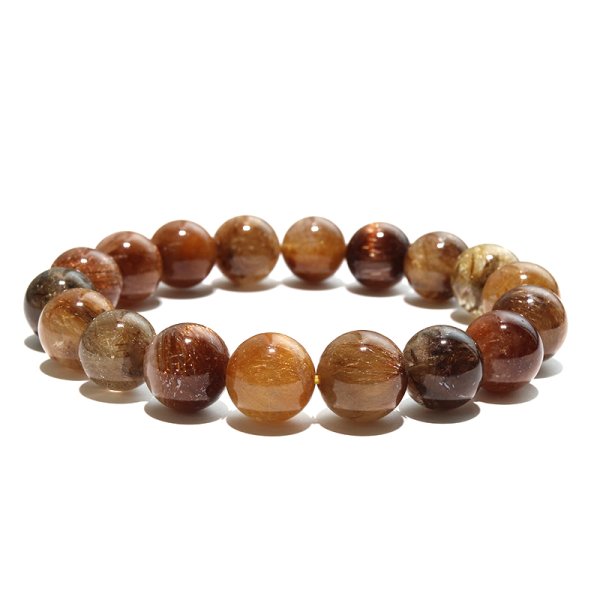 画像3: ブレス　MIXルチルクォーツ＜ブラジル産＞　丸　約11mm　ミックス　金運　財運　ギャンブル運　パワーストーン　天然石　品番：18214 (3)