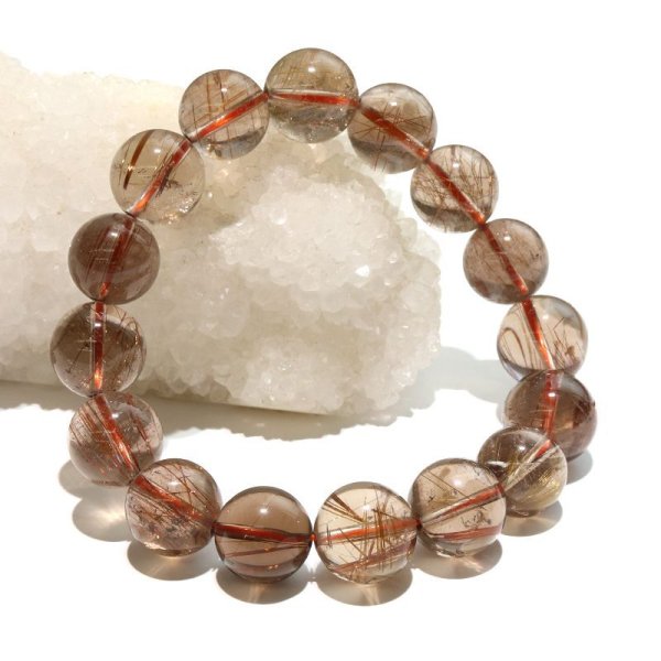 画像6: ブレス　MIXルチルクォーツ＜ブラジル産＞　丸　約13mm　ミックス　金運　財運　ギャンブル運　パワーストーン　天然石　品番：18213 (6)
