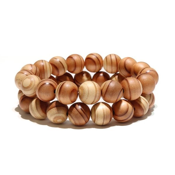 画像3: 【パワーズウッド】ブレス　北山杉＜京都府＞　バイカラー　丸　約12mm　永遠の若さ　勇敢　向上心　日本製　品番：18225 (3)