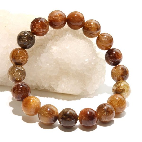 画像5: ブレス　MIXルチルクォーツ＜ブラジル産＞　丸　約11mm　ミックス　金運　財運　ギャンブル運　パワーストーン　天然石　品番：18214 (5)