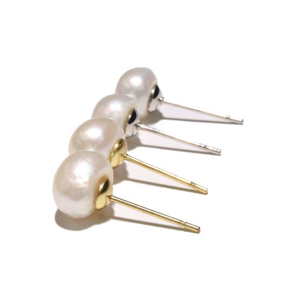 画像3: ピアス　淡水パール　バロック　約6〜10mm　突き刺し型　ステンレス　シルバー　日本製　優しさ　美容　ヒーリング　パワーストーン　天然石　品番：18289 (3)