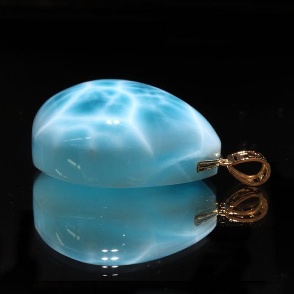 画像4: ペンダントトップ　ラリマー　ドミニカ共和国産　K18　ゴールド　不安をやわらげる　浄化　パワーストーン　天然石　品番：18287 (4)