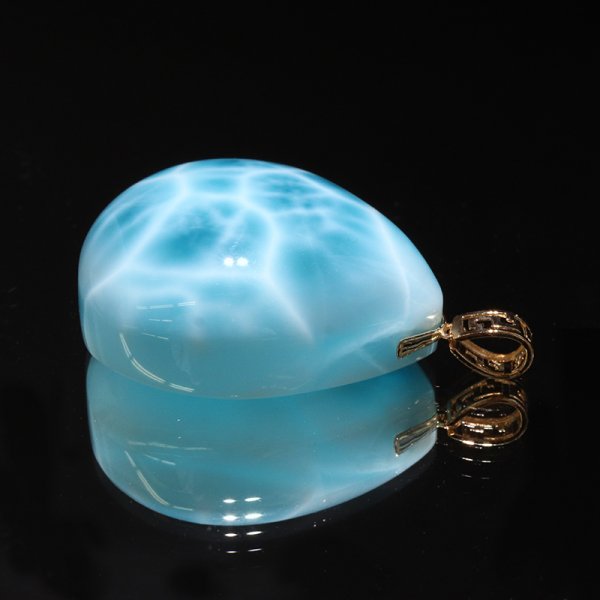 画像2: ペンダントトップ　ラリマー　ドミニカ共和国産　K18　ゴールド　不安をやわらげる　浄化　パワーストーン　天然石　品番：18287 (2)