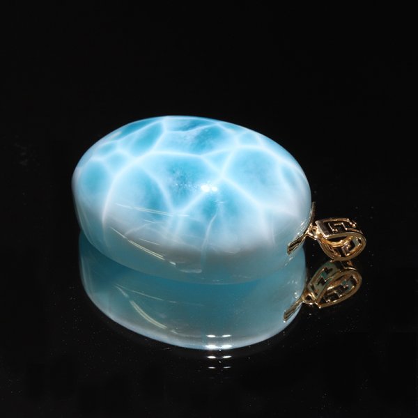 画像2: ペンダントトップ　ラリマー　ドミニカ共和国産　K18　ゴールド　不安をやわらげる　浄化　パワーストーン　天然石　品番：18286 (2)