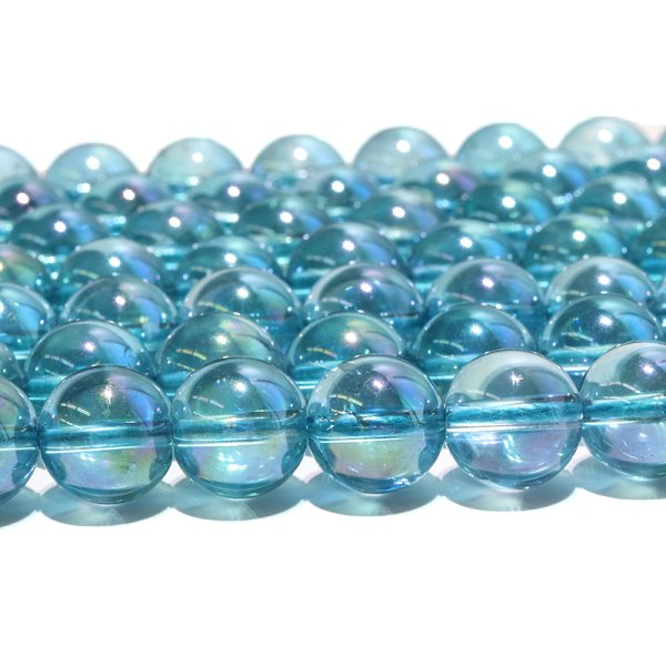 画像2: 連　ライトアクアオーラ　 丸　 約10mm　浄化　パワーストーン　品番：18313 (2)