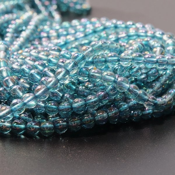 画像4: 連　ライトアクアオーラ　 丸　 約4mm　浄化　パワーストーン　品番：18315 (4)