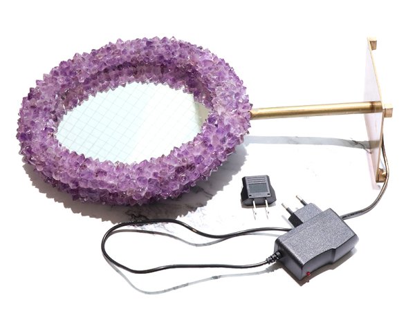 画像5: 置物 鏡付きリングライト アメジスト ミラー直径約19cm ディスプレイ 恋愛 癒し パワーストーン 天然石 品番:18404 (5)