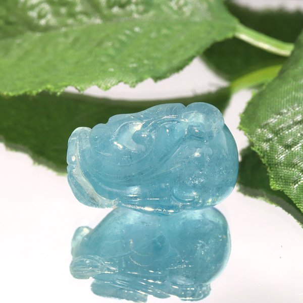 画像3: 彫り物 アクアマリン 瓢箪 ブラジル産 ひょうたん 生命 幸福 富 パワーストーン 天然石 品番:18422 (3)