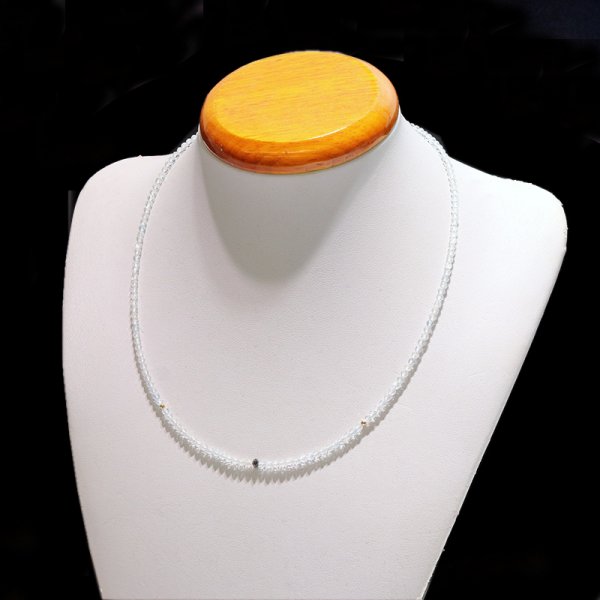 画像6: ネックレス ホワイトトパーズ×ブラックダイヤモンド カット約2〜3mm マグネット式 K18ミラーボール入り パワーストーン 天然石 品番:18441 (6)
