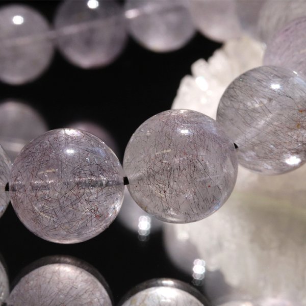 画像2: ブレス　花火スーパーセブン　丸　約13mm　ブラジル産　レア　幸運　潜在能力の開花　魔除け　愛と調和　天然石　品番： 15196 (2)