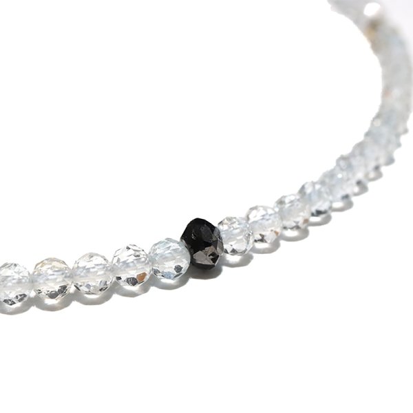 画像4: ネックレス ホワイトトパーズ×ブラックダイヤモンド カット約2〜3mm マグネット式 K18ミラーボール入り パワーストーン 天然石 品番:18441 (4)