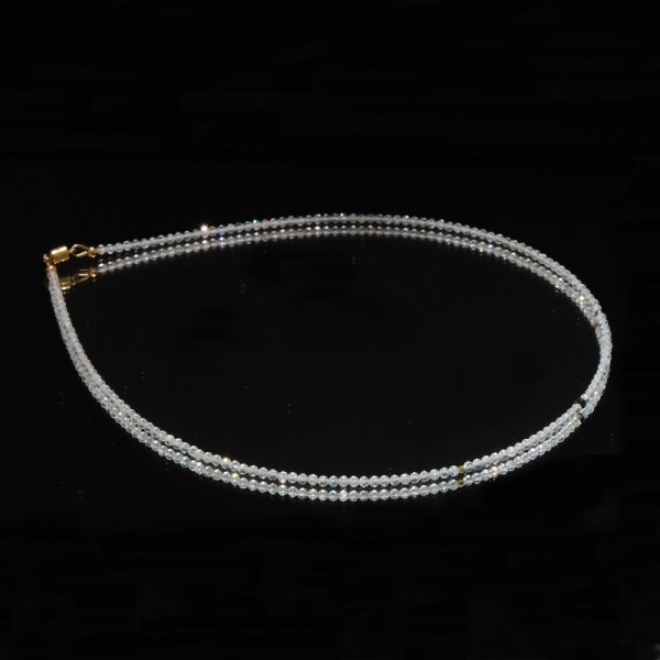 画像3: ネックレス ホワイトトパーズ×ブラックダイヤモンド カット約2〜3mm マグネット式 K18ミラーボール入り パワーストーン 天然石 品番:18441 (3)