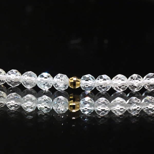 画像2: 【現品限り】ブレス ホワイトトパーズ×ブラックダイヤモンド カット約2〜3mm マグネット式 K18ミラーボール入り パワーストーン 天然石 品番:18440 (2)
