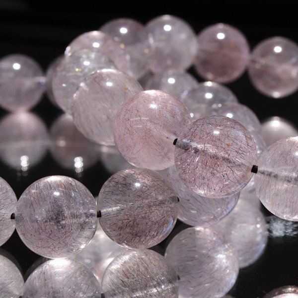 画像2: ブレス　花火スーパーセブン　丸　約12mm　ブラジル産　レア　幸運　潜在能力の開花　魔除け　愛と調和　天然石　品番： 15195 (2)