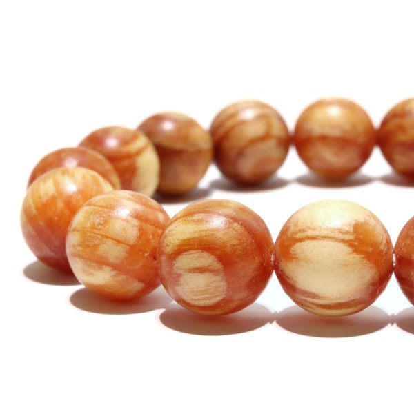 画像3: 【パワーズウッド】ブレス　琥珀木＜南米産＞　丸　約12mm　太陽と月のエネルギー　心を落ち着かせる　病気を追い払う　品番： 18445 (3)