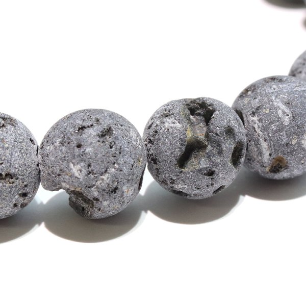 画像2: 【日本銘石】ブレス　三島古富士溶岩＜静岡県＞　丸　約8mm　運気向上　エネルギー上昇　健康　古代のエネルギー　パワーストーン　天然石　※ポイント対象外　品番：18498 (2)