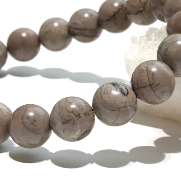 画像4: 【日本銘石】ブレス　守山石＜滋賀県＞　白　丸　約10mm　運気向上　金運　出世　開運　パワーストーン　天然石　品番：18503 (4)