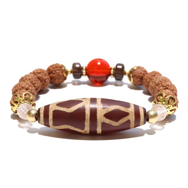 画像4: 【現品限り】【パワーズウッド】　ブレス　天珠(金剛杵天珠)×金剛菩提樹　品番：18508 (4)