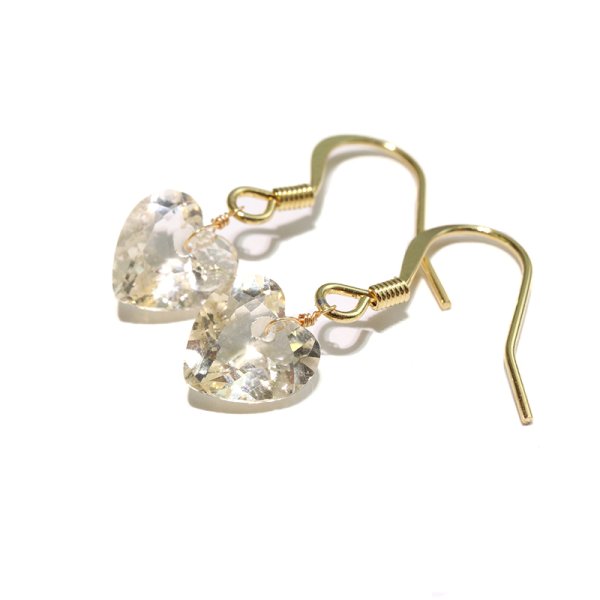 画像2: 【自社製アクセサリー10点以上でクーポン使用後30％OFF対象商品（クーポン番号：AC30）】ピアス　シトリン　ハートカット　フック型　ステンレス　日本製　癒し　浄化　パワーストーン　天然石　※ポイント対象外　品番：18528 (2)