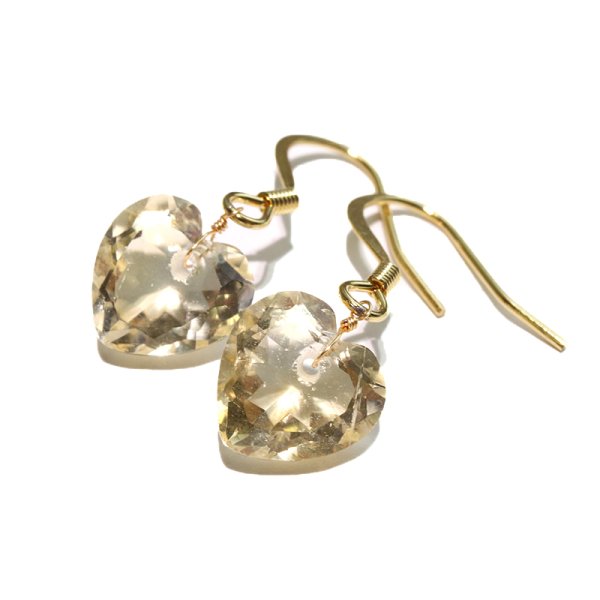 画像2: 【自社製アクセサリー10点以上でクーポン使用後30％OFF対象商品（クーポン番号：AC30）】ピアス　シトリン　ハートカット　フック型　ステンレス　日本製　癒し　浄化　パワーストーン　天然石　※ポイント対象外　品番：18527 (2)