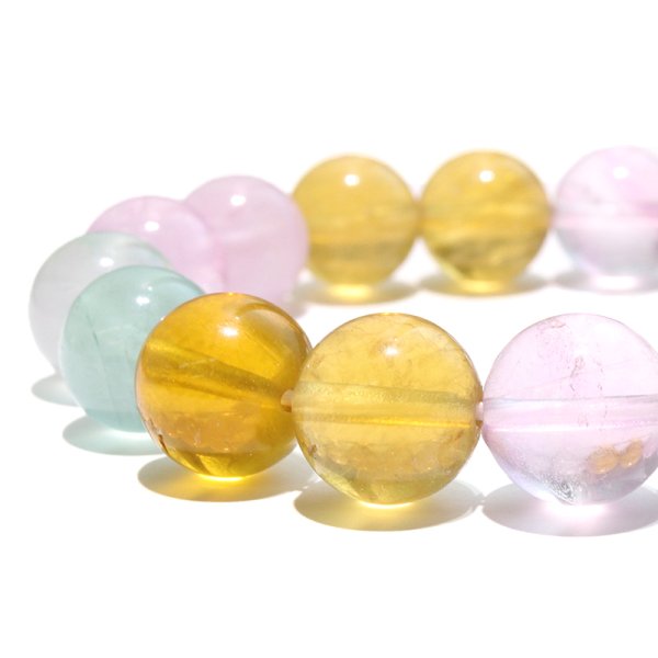 画像3: ブレス　MIXフローライト＜中国産＞　丸　約12.5mm　癒し　浄化　パワーストーン　天然石　品番：18535 (3)