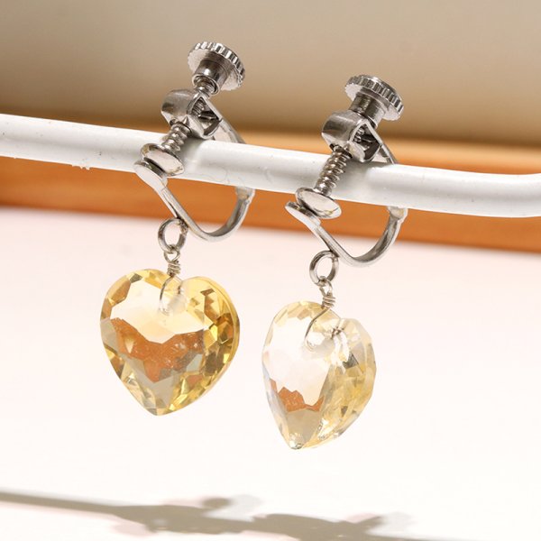 画像5: 【自社製アクセサリー10点以上でクーポン使用後30％OFF対象商品（クーポン番号：AC30）】イヤリング　シトリン　ハートカット　ネジバネ式　ステンレス　日本製　癒し　浄化　パワーストーン　天然石　※ポイント対象外　品番：18541 (5)