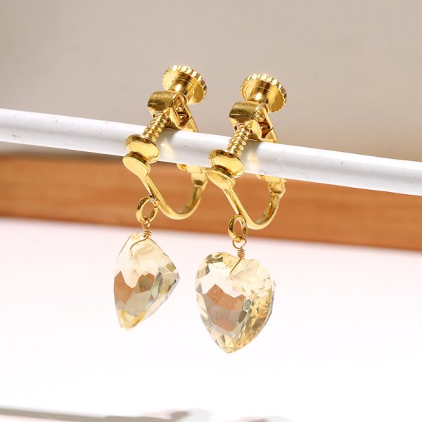 画像4: 【自社製アクセサリー10点以上でクーポン使用後30％OFF対象商品（クーポン番号：AC30）】イヤリング　シトリン　ハートカット　ネジバネ式　ステンレス　日本製　癒し　浄化　パワーストーン　天然石　※ポイント対象外　品番：18542 (4)