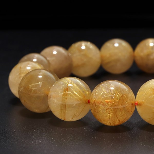 画像3: ブレス ルチルクォーツ<ブラジル産> 丸 約13mm 金運 財運 ギャンブル運 パワーストーン 天然石 品番:18562 (3)