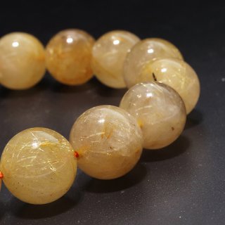 ブレス ルチルクォーツ<ブラジル産> 丸 約14mm 金運 財運 ブレス ルチルクォーツ<ブラジル産> 丸 約14mm 金運 財運