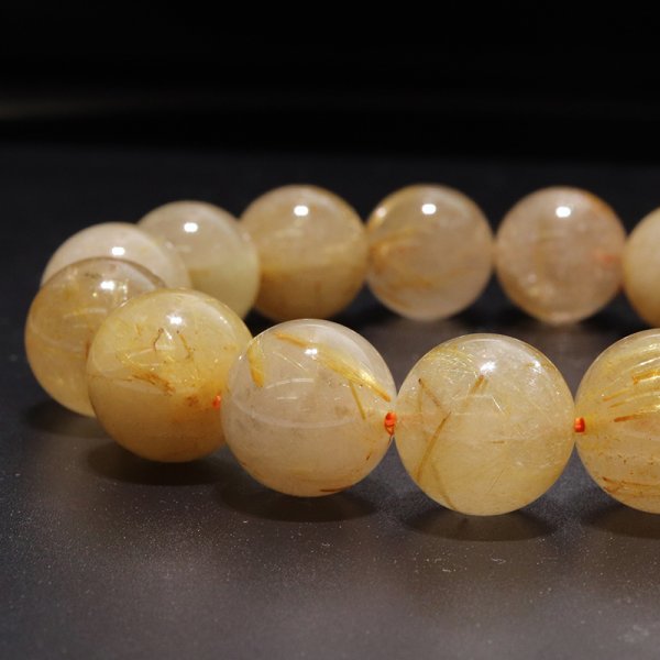 画像3: ブレス ルチルクォーツ<ブラジル産> 丸 約14mm 金運 財運 ギャンブル運 パワーストーン 天然石 品番:18560 (3)