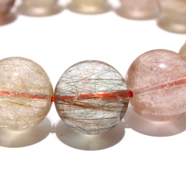 画像2: ブレス　MIXルチルクォーツ＜ブラジル産＞　丸　約13.5mm　金運　財運　ギャンブル運　パワーストーン　天然石　品番：18574 (2)